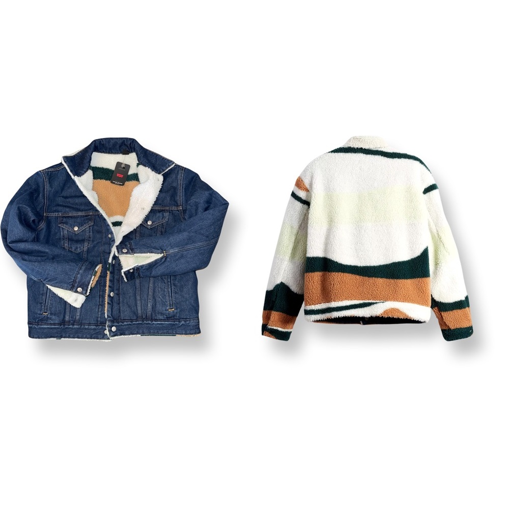 LEVI’S PREMIUM REVERSIBLE VINTAGE RELAXED FIT SHERPA TRUCKER JACKET A31760000 - Picture 4 of 16